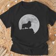 月と犬のシルエット シェルティーシェットランドシープドッグ Tシャツ 高齢者への贈り物