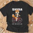 柴犬 いぬ イラスト 柴犬好き 犬好き 自転車 かわいい おもしろ レトロ Ride For Life's Joy Tシャツ 高齢者への贈り物
