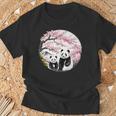 桜 パンダ お花見 親子 春 水墨画 和風 動物 Tシャツ 高齢者への贈り物