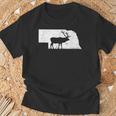 狩猟ヘラジカまたはワピティ ネブラスカ地図アートハンター Tシャツ 高齢者への贈り物
