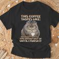 猫朝のイライラとコーヒー愛好家向け T パラス猫 Tシャツ 高齢者への贈り物