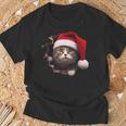 猫 クリスマス クリスマスパーティー Tシャツ 高齢者への贈り物