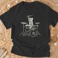 猫 ドラマー 動物ドラマー 猫 演奏 ドラム ドラムプレーヤー 長袖tシャツ Tシャツ 高齢者への贈り物