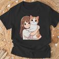 猫と少女 Cat And Girl Tシャツ 高齢者への贈り物