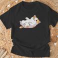 猫のへそ天 Cat Belly Trap Tシャツ 高齢者への贈り物