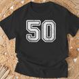 番号 50 ホワイト スポーツ ディストレスト番号 Tシャツ 高齢者への贈り物