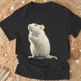 白いネズミが好きな人のための面白い見た目の白いネズミ Tシャツ 高齢者への贈り物