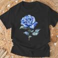 美しいブルーローズフローラルブルーフラワー Tシャツ 高齢者への贈り物