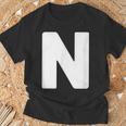 英文字 N 大文字 アルファベット モノグラム イニシャル Tシャツ 高齢者への贈り物