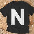 英文字 N 大文字 アルファベット モノグラム イニシャル Abc Tシャツ 高齢者への贈り物