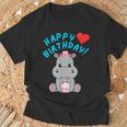 誕生日おめでとうギフト かわいいカバが彼女の誕生日を祝います Tシャツ 高齢者への贈り物