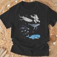 銀河 宇宙 ジンベエザメ シロイルカ ザトウクジラ 海洋 オルカ クジラ Tシャツ 高齢者への贈り物