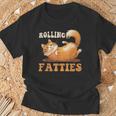 面白い 猫 ローリング ファティ 男女兼用 猫 Tシャツ 高齢者への贈り物