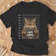 面白い 逮捕された犯罪者猫 マグショット I Hate People Cat Lover Tシャツ 高齢者への贈り物