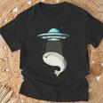 面白いサカバンバスピス フィッシュミーム Ufo アブダクション Tシャツ 高齢者への贈り物