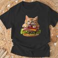 面白いファーストフードハンバーガー愛好家猫猫愛好家 Britishhorthair Burger Cat Food Tシャツ 高齢者への贈り物