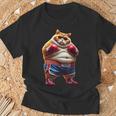 面白いボクシング ジム ワークアウト 猫 ボクシング グローブ アニメ ミーム Tシャツ 高齢者への贈り物