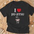 面白い柔術スポーツミニマリストかわいいシンプル柔術 I Love Jiu Jitsu Tシャツ 高齢者への贈り物