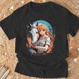 馬のファンのためのアニメガールの象徴的な乗馬デザイン。 Tシャツ 高齢者への贈り物