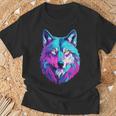 鮮やかなマルチカラーオオカミ Tシャツ 高齢者への贈り物