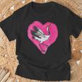 鶴 ハートデザインラブ 鶴 恋人 鶴 Tシャツ 高齢者への贈り物
