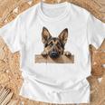 Affectionate Peek ジャーマンシェパードドッグ 長袖tシャツ Tシャツ 高齢者への贈り物