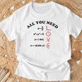 All You Need Is Love 数学グラフ方程式 黒文字 Tシャツ 高齢者への贈り物
