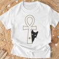 Ankh & Cat デザイン – スピリチュアル瞑想アート Tシャツ 高齢者への贈り物