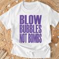 Big Print スローガン Blow Bubbles Not Bombs Rave Classic Tシャツ 高齢者への贈り物