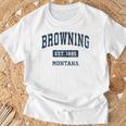 Browning Montana Mt ビンテージ スポーツ 確立 ネイビーデザイン 長袖tシャツ Tシャツ 高齢者への贈り物