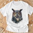 Búho Naturaleza Árbol Pintura Gráfico Animal Arte Búho Camiseta unisex Regalos para ancianos