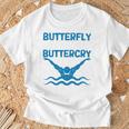 Butterfly Butterwhyバタフライバタフライファニー水泳チーム 長袖tシャツ Tシャツ 高齢者への贈り物