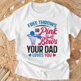 Dad Loves You Free Throw Or Pink Bows 性別発表 Tシャツ 高齢者への贈り物