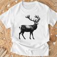 Deer Dad Mom Lover モノクロ 鹿 Tシャツ 高齢者への贈り物