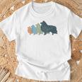 Dog Mom & Dad シルエット ヴィンテージ シェルティ シェットランド シープドッグ Tシャツ 高齢者への贈り物