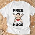 Free Hugs おもしろ相撲力士 相撲ハグ カワイイ相撲ハグ Tシャツ 高齢者への贈り物