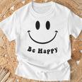 Be Happy Groovy スマイルフェイス かわいい ハッピーピース スマイルフェイス Tシャツ 高齢者への贈り物