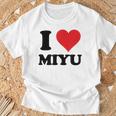 I Heart Miyu ファーストネーム I Love パーソナライズ Tシャツ 高齢者への贈り物