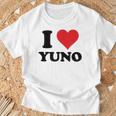 I Heart Yuno ファーストネーム I Love パーソナライズ Tシャツ 高齢者への贈り物