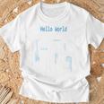 Hello World プログラマープログラミング言語コード 長袖tシャツ Tシャツ 高齢者への贈り物