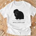 Holland Lop Rabbitブラックシルエット Tシャツ 高齢者への贈り物