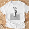 I'm Fine Thumbs Drowning Up メンズ レディース 皮肉なユーモア ジョーク Tシャツ 高齢者への贈り物