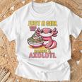 Just A Girl Who Loves Ramen And Axolotl Pink Kawaii Axolotl Tシャツ 高齢者への贈り物