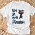 Katze Bin Da 'T Losgehen ファニーステートメントキャット Tシャツ 高齢者への贈り物