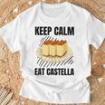 Keep Calm Eat Castella ヴィンテージ グランジ カステラ ケーキ好き Tシャツ 高齢者への贈り物