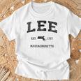 Lee Massachusetts Ma ビンテージ スポーツ デザイン ブラックプリント Tシャツ 高齢者への贈り物