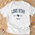 Lonetar Texas Tx ヴィンテージ アスレチック ネイビー スポーツデザイン Tシャツ 高齢者への贈り物