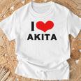 I Love Akita 愛 ハート 秋田 秋田県 日本 お土産 かわいい おしゃれ Tシャツ 高齢者への贈り物