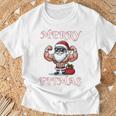 Merry Fitmas クリスマス フィットネス アグリークリスマス スウール サンタ 長袖tシャツ Tシャツ 高齢者への贈り物
