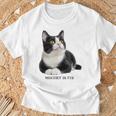 Mischief In Fur 猫写真 ハチワレ猫 黒白猫 猫好き ネタ 猫しもべ 猫飼い 猫依存症 Tシャツ 高齢者への贈り物